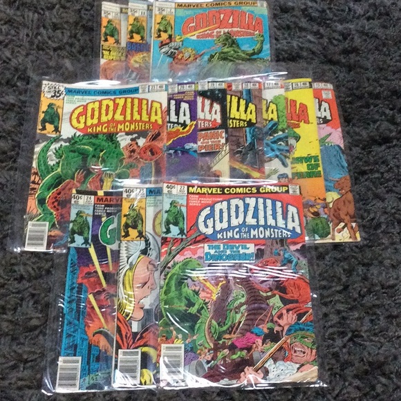 Vintage Marvel Godzilla King of Monsters comic books copyright 1977 1978 1979